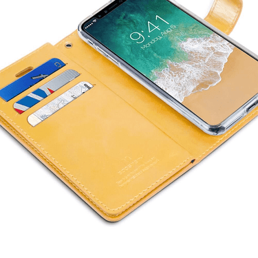 iPhone 14 Flip Wallet Case Cover with Metal Snap-On Fastener - PU Leather & TPU Featuring Front Cover, Multiple Card Holder Slots & Shock Resistance - Black